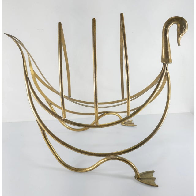 Late 19th Century 19th Century English Swan or Goose Form Brass Magazine Rack For Sale - Image 5 of 10