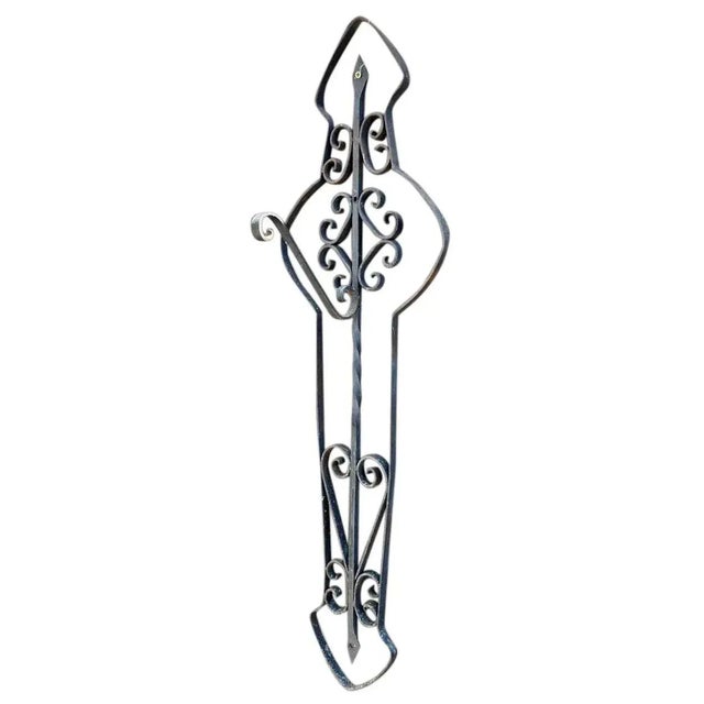 Large American Wrought Iron Lantern / Plant Hanger Wall Bracket For Sale - Image 9 of 10