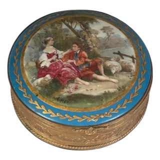 1900s Sevres Style Hand Painted Signed Jewelry Box For Sale