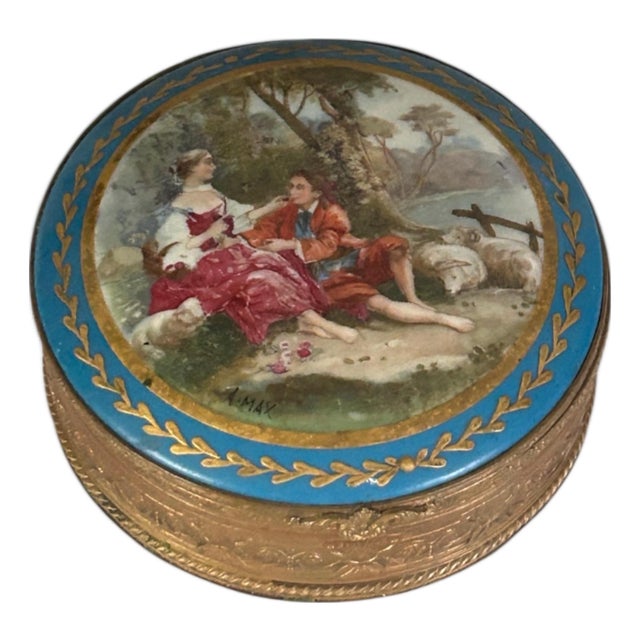 1900s Sevres Style Hand Painted Signed Jewelry Box For Sale
