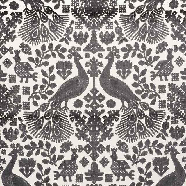Sample - Schumacher Pavone Velvet Fabric in Carbon For Sale