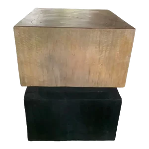 Sculptural Side Table Solid Mango Wood With Burnt & Natural Finish