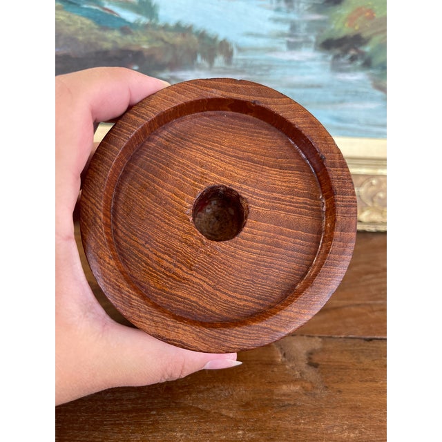 Vintage Kalmar Teak Wood Candle Holder or Vessel Base, Made in Thailand. For Sale - Image 10 of 10