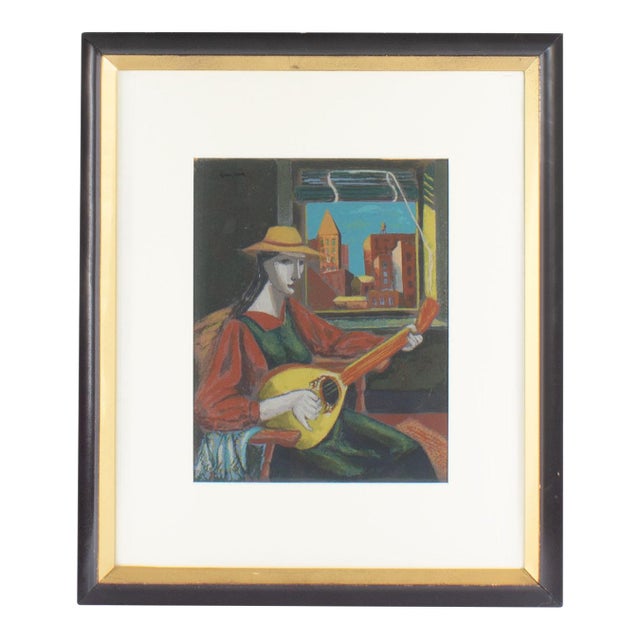 Serigraph of a Woman Playing a Guitar by Henry Mark For Sale