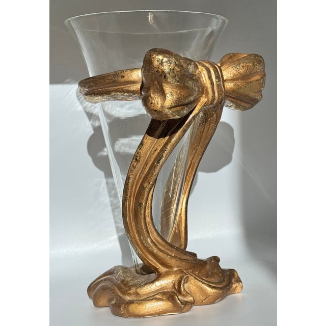 Vintage Dorothy Draper Style Gold Gilt Trompe L’Oleil Vase For Sale In Seattle - Image 6 of 12