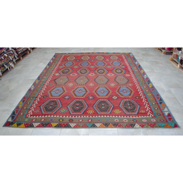1940s Vintage Hand-Woven Wool Turkish Rug - 8′8″ X 11′7″ For Sale - Image 5 of 15