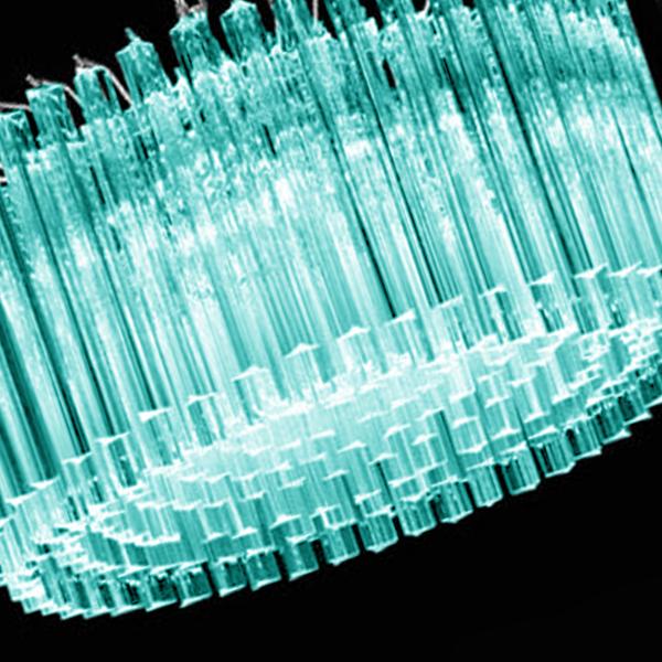 Mid-Century Modern Mid-Century Modern Italian Light-Blue Triedro "Concava" Chandelier For Sale - Image 3 of 4