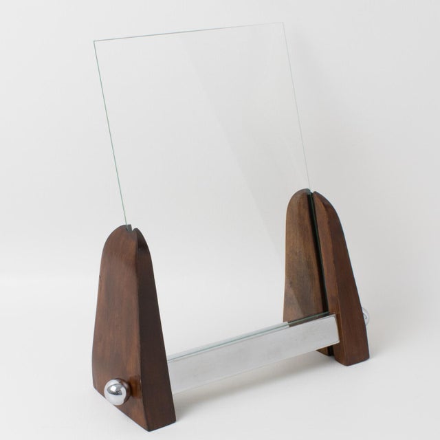 Brown Art Deco Machine Age Chrome and Wood Picture Frame For Sale - Image 8 of 8