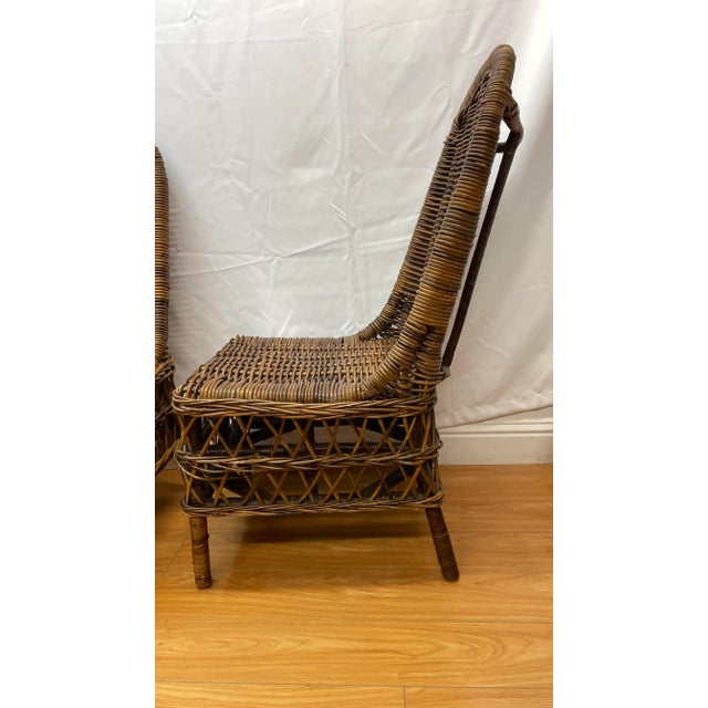 Rustic Pair of Hand Woven Rustic Side Chairs For Sale - Image 3 of 6