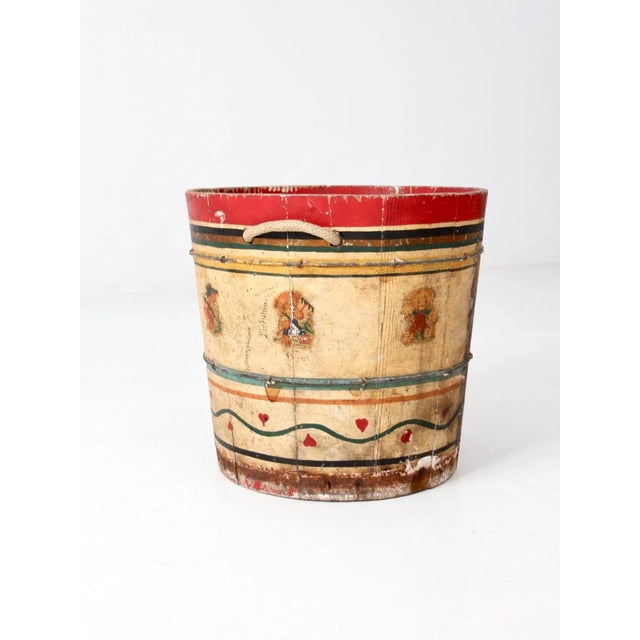 Antique Painted Wood Bucket For Sale - Image 11 of 12