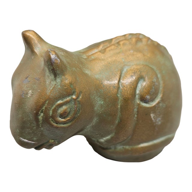 Vintage Asian Bronze Handmade Mouse Figurine For Sale