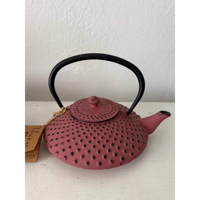 Late 20th Century Asian Cast Iron Enameled Teapots, Pair For Sale In Miami - Image 6 of 8
