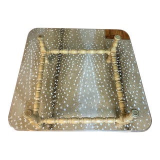 Mid Century Chic Glass and Spindle Square Cocktail or Coffee Table For Sale