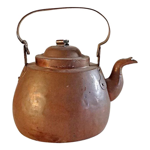 Early Hand Forged Copper Kettle For Sale