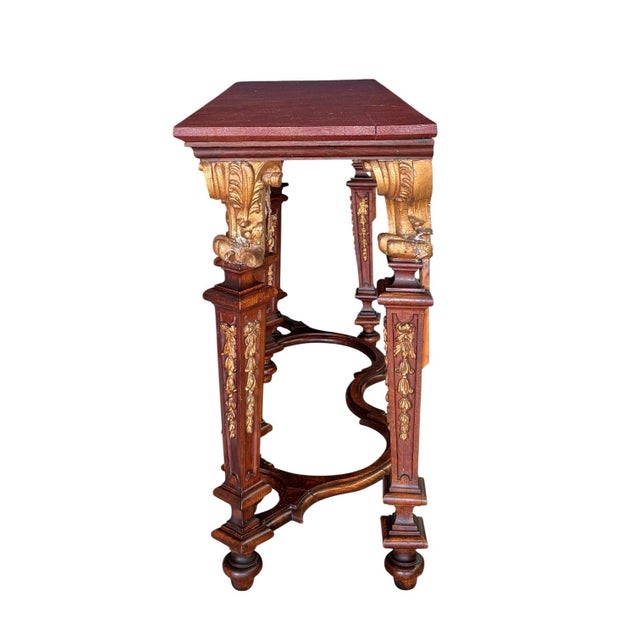 Italian Baroque Revival Giltwood and Oak Console Table, 18th Century and Earlier For Sale - Image 4 of 13
