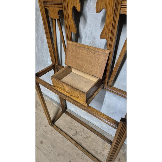 Vintage Carved Oak Hall Tree with Mirror and Coat Hooks, 1940s For Sale - Image 16 of 17
