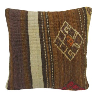 Decorative Brown Kilim Pillow Cover For Sale