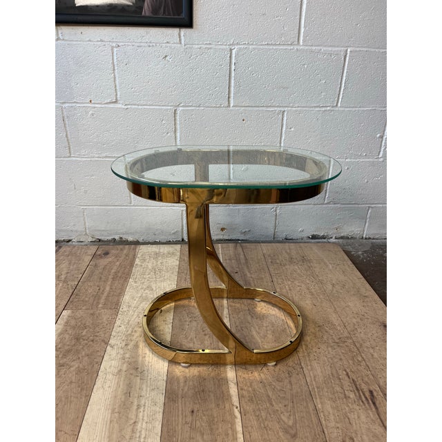 Postmodern Polished Brass and Glass Sculptural Side Table, 1980s For Sale - Image 9 of 9
