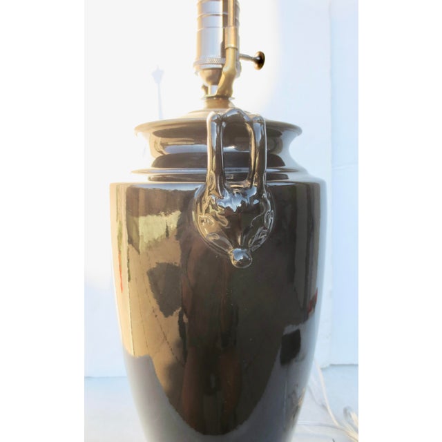 Mid 20th Century Black Chinoiserie MCM Table Lamp For Sale - Image 10 of 11