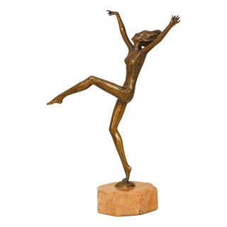Josef Lorenzl, Bronze Female Nude, 1920s, Bronze and Marble For Sale
