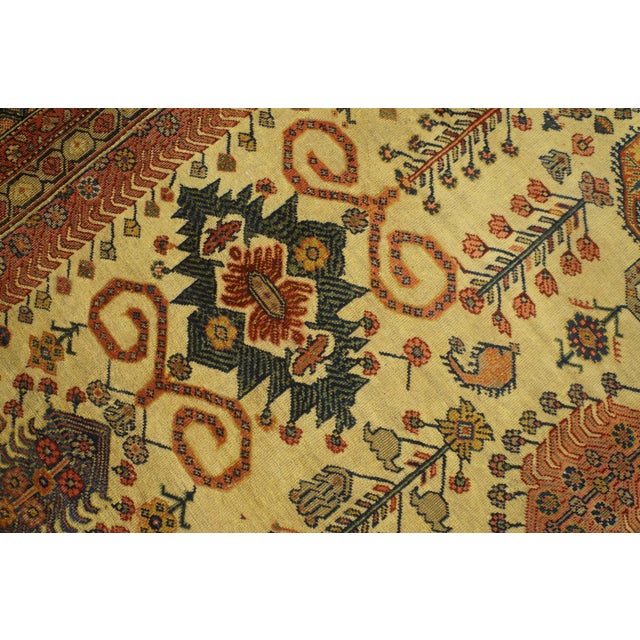 Mid 19th Century 1850s Ivory Medallion Antique Persian Farahan Rug 7'10" X 16'8" Handknotted Wool Carpet For Sale - Image 5 of 6