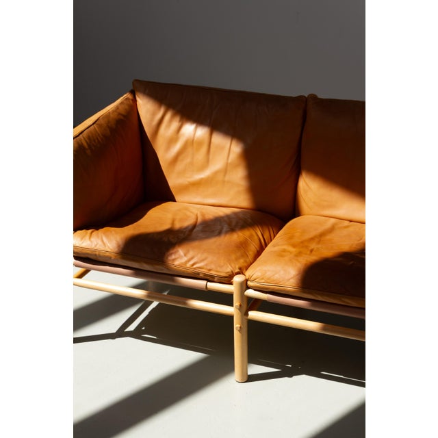 Mid-Century Modern Three-Seater Ilona Safari Sofa in Leather by Arne Norell, Sweden, 1970s For Sale - Image 3 of 18