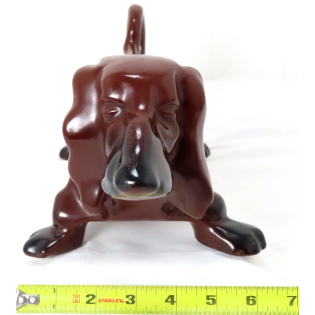 Vintage Porcelain Decorated on Cast Iron Dachshund Boot Scraper & Doorstop For Sale - Image 11 of 13