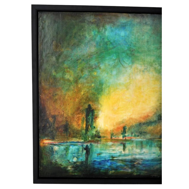 Molly Cliff Hilts Modernist Encaustic Painting "New Orleans" Pacific Northwest Artist Molly Hilts For Sale - Image 4 of 8