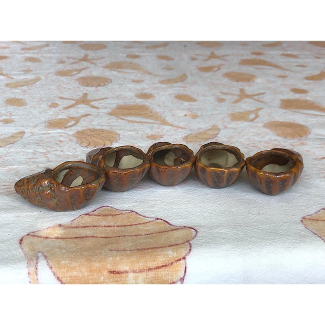 1970s Ceramic Seashell Tea Light Candle Holder - Set of 5 For Sale - Image 5 of 13