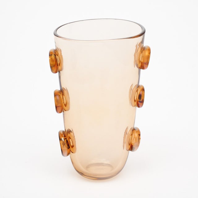 Glass Murano Glass “Pois” Topaz Vase For Sale - Image 7 of 8