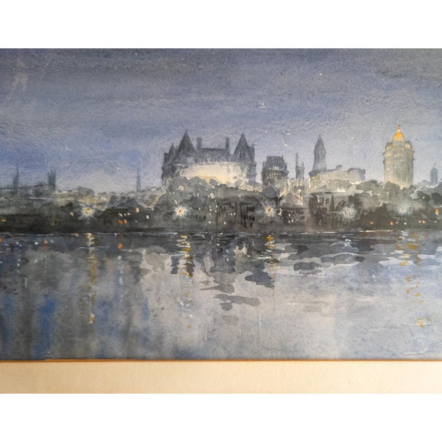 Mid-Century Night Landscape of Fantasy Albany New York Skyline For Sale - Image 10 of 12