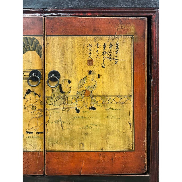 Wood Early 20th Century Antique Chinese Mongolia Twin Cabinet/Buffet Table, Sideboard For Sale - Image 7 of 18