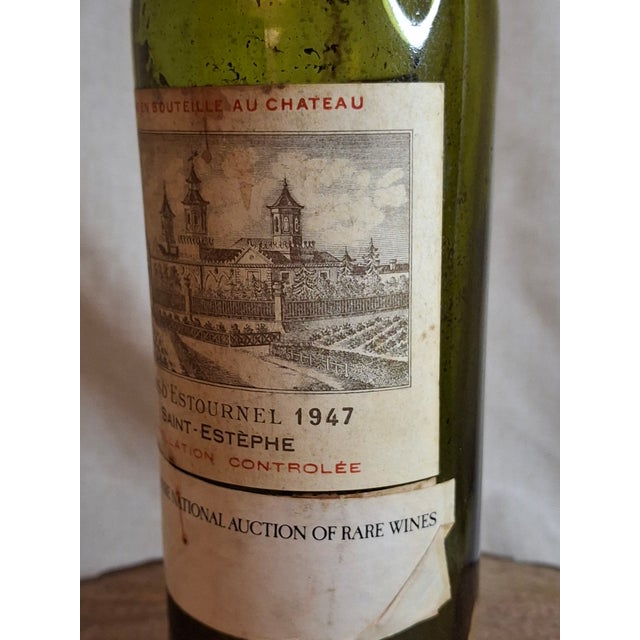 Vintage Empty 1947 Château Cos d'Estournel Wine Bottle - Heublein Rare Wine Auction For Sale - Image 9 of 16