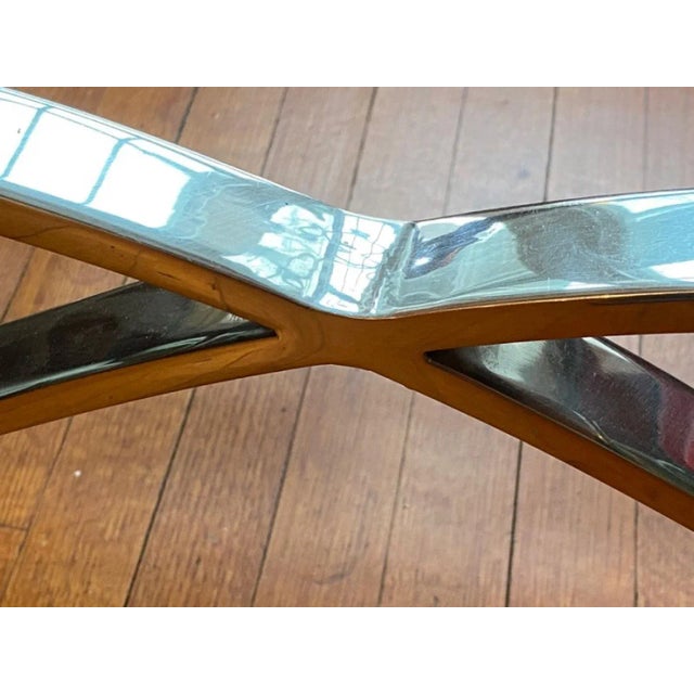 Metal 1970s Maison Jansen Nickel & Brass X Base Coffee Table For Sale - Image 7 of 9