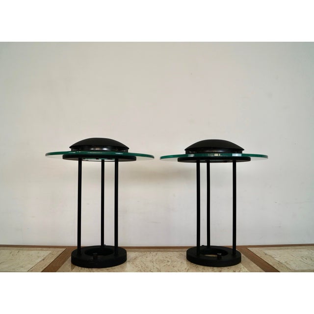 Art Deco 1980’s Postmodern Robert Sonneman Saturn Table Lamps - A Pair For Sale - Image 3 of 12