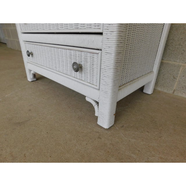 Henry Link Wicker Paint Decorated Lighted Etagere Display Cabinet For Sale - Image 10 of 13