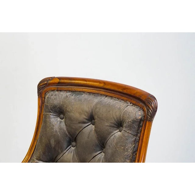 Library Armchair in Leather and Rosewood For Sale - Image 4 of 8