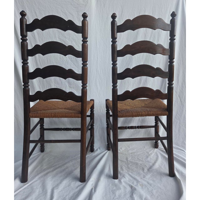 1960s Tell City Ladder Back, Rush Seat Chairs (Pair) For Sale In Dallas - Image 6 of 10