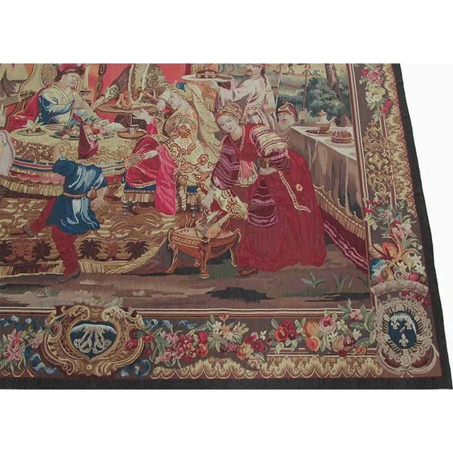 Burgundy 1990s French Tapestry Recreation “The Collation” For Sale - Image 8 of 10