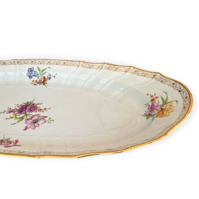 Late 19th Century 19th C. KPM Berlin Neuosier 25" Porcelain Floral Oval Serving Master Platter For Sale - Image 5 of 11