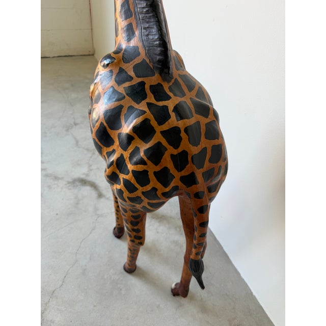 Tall - Vintage Leather-Wrapped Giraffe Sculpture For Sale - Image 9 of 12