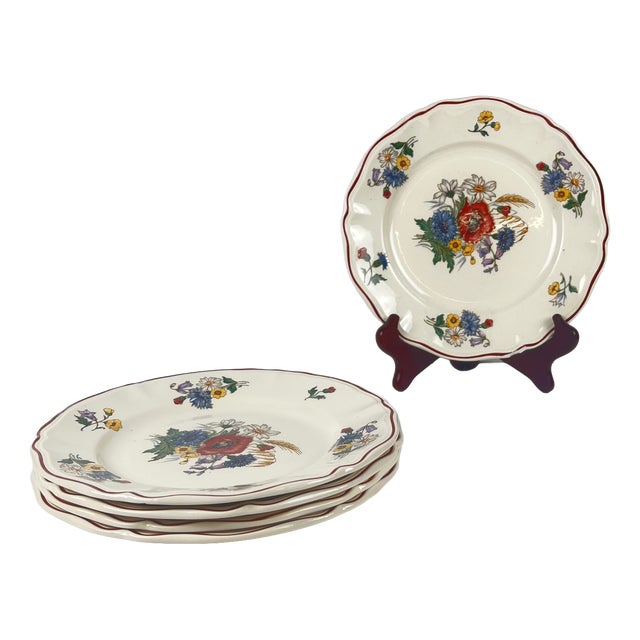 Antique Agreste Dinner Plates from Sarreguemines, 1890s, Set of 4 For Sale