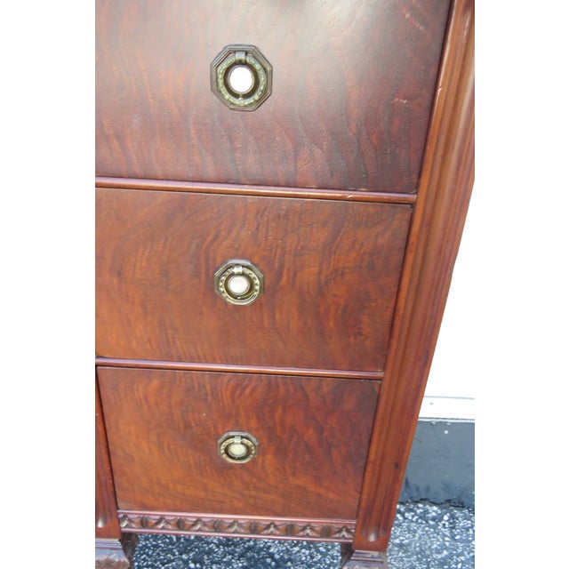 1930s Tall Narrow Carved Nightstands Side End Bedside Tables a Pair For Sale - Image 12 of 12