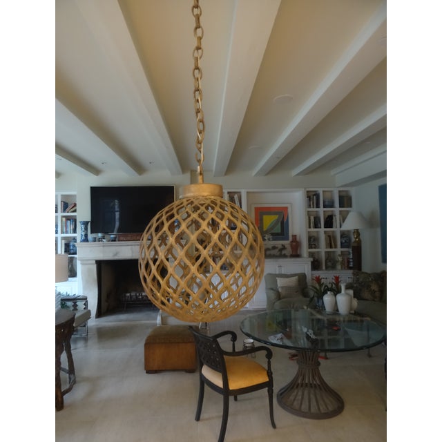 A great antique brass pendent with custom heavyweight chain Comes with canopy and mounting hardware chain length 31" cord...