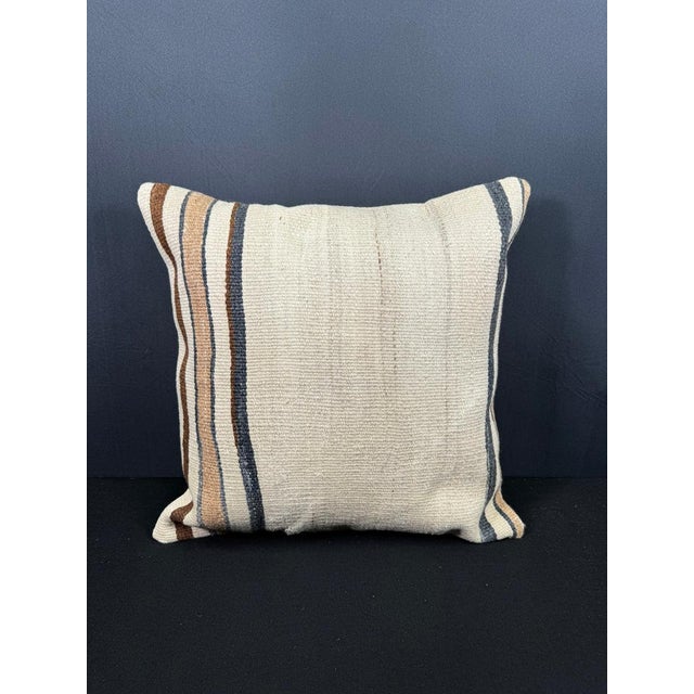 Turkish Hemp Pillow Cushion Natural Beige Brown Cushion Cover 20"x20" For Sale - Image 4 of 4