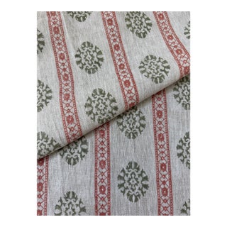 G P & J Baker Alma Fabric 2 3/8 Yards Linen Red/Green bp10821.5 For Sale