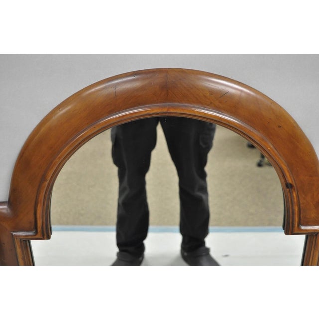 French Country Vintage French Country Style Solid Pine Wood Sculpted Arch Wall Mirror For Sale - Image 3 of 10