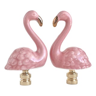 Pink Flamingo Lamp Finials - A Matching Pair For Sale