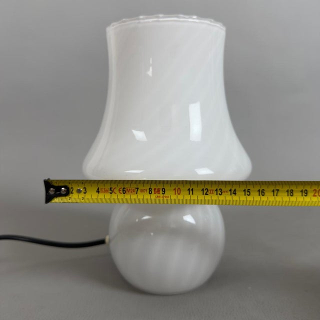 Vintage Murano Glass Table Lamp in Glossy White, 1970s For Sale - Image 9 of 11