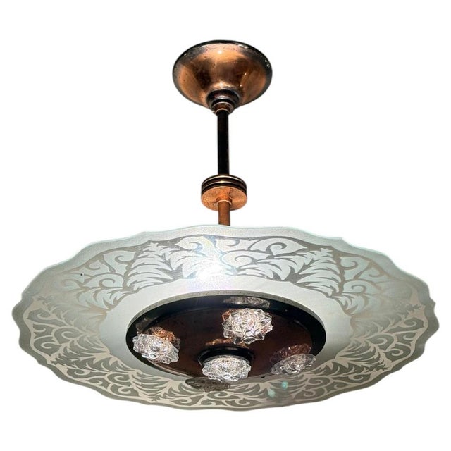 Art Deco Chandelier from Ezan, 1930s For Sale - Image 16 of 16